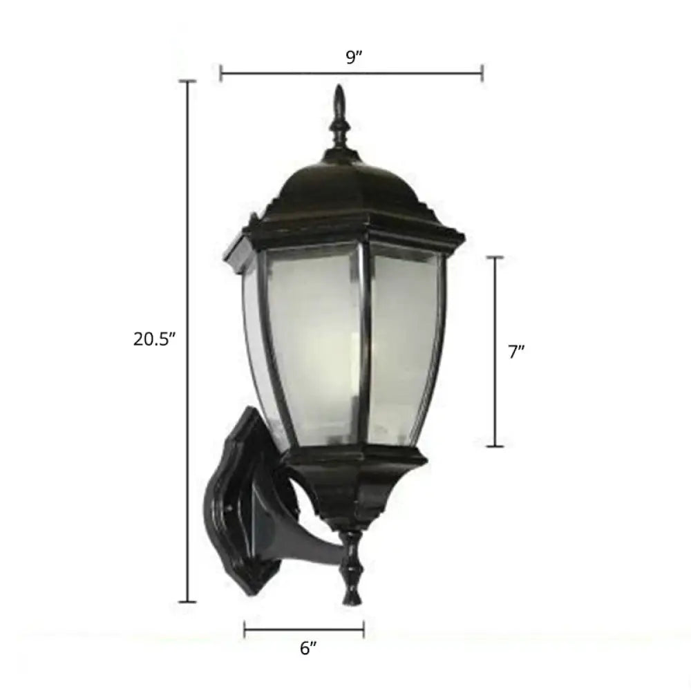 Vintage Aluminum Bell Garden Wall Lamp With Glass Shade - 1-Light Mount Black / 9 Frosted
