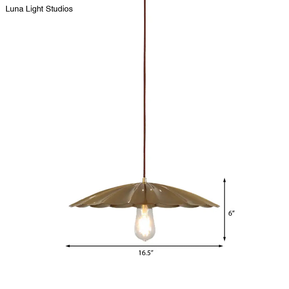 Vintage Brass Scalloped Hanging Ceiling Light Pendant For Study Room - 1