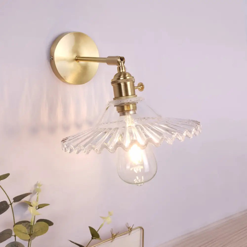Vintage Clear Glass Wall Mounted Lamp - Single-Bulb Light Fixture For Bedroom / L