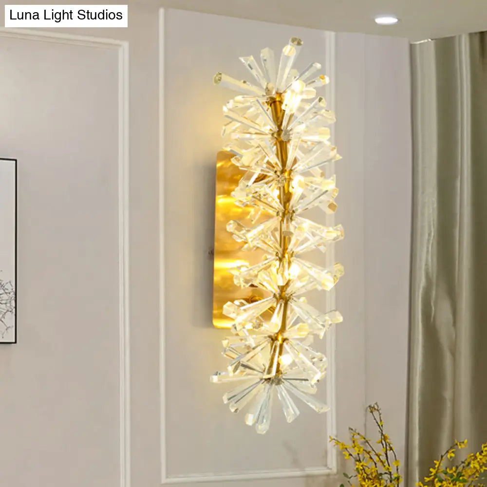 Vintage Crystal Sputnik Wall Sconce With 8 Lights - Gold Living Room Lighting Fixture