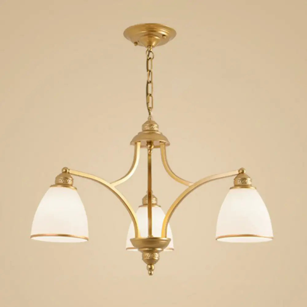Vintage Frosted Glass Chandelier Pendant Light For Living Room Decor 3 / Gold Down