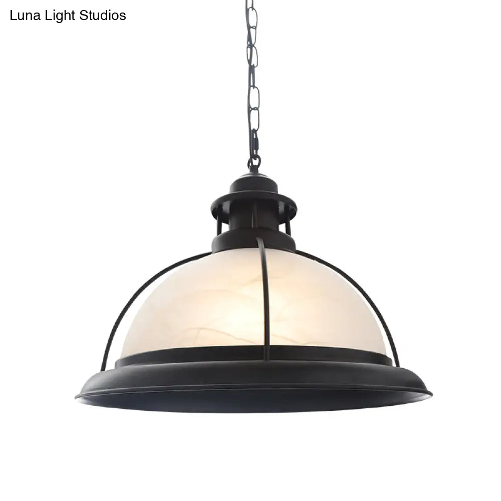 Vintage Glass Cage Bowl Pendant Light Fixture For Dining Room - 1 Head Suspension Lamp