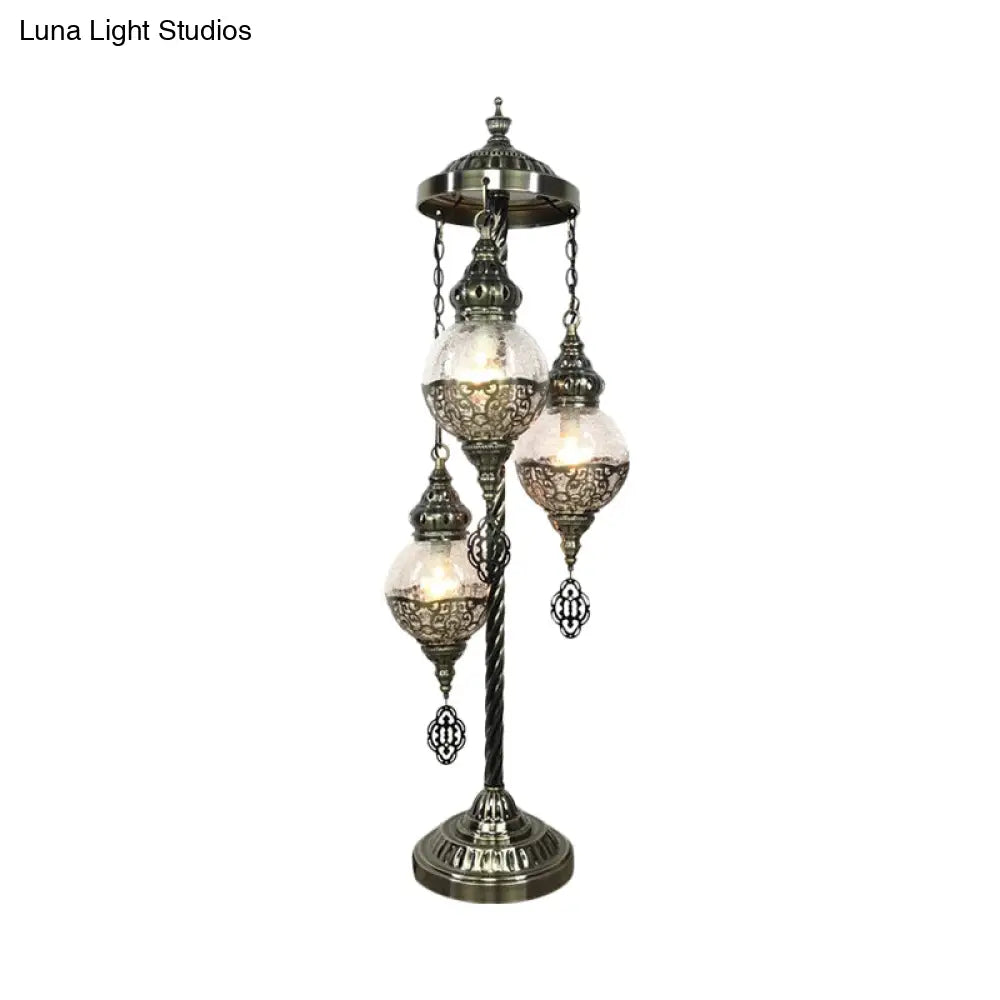 Vintage Glass Globe Standing Floor Lamp With Bronze Finish - Ideal For Bedroom Reading (3/5/7 Heads)