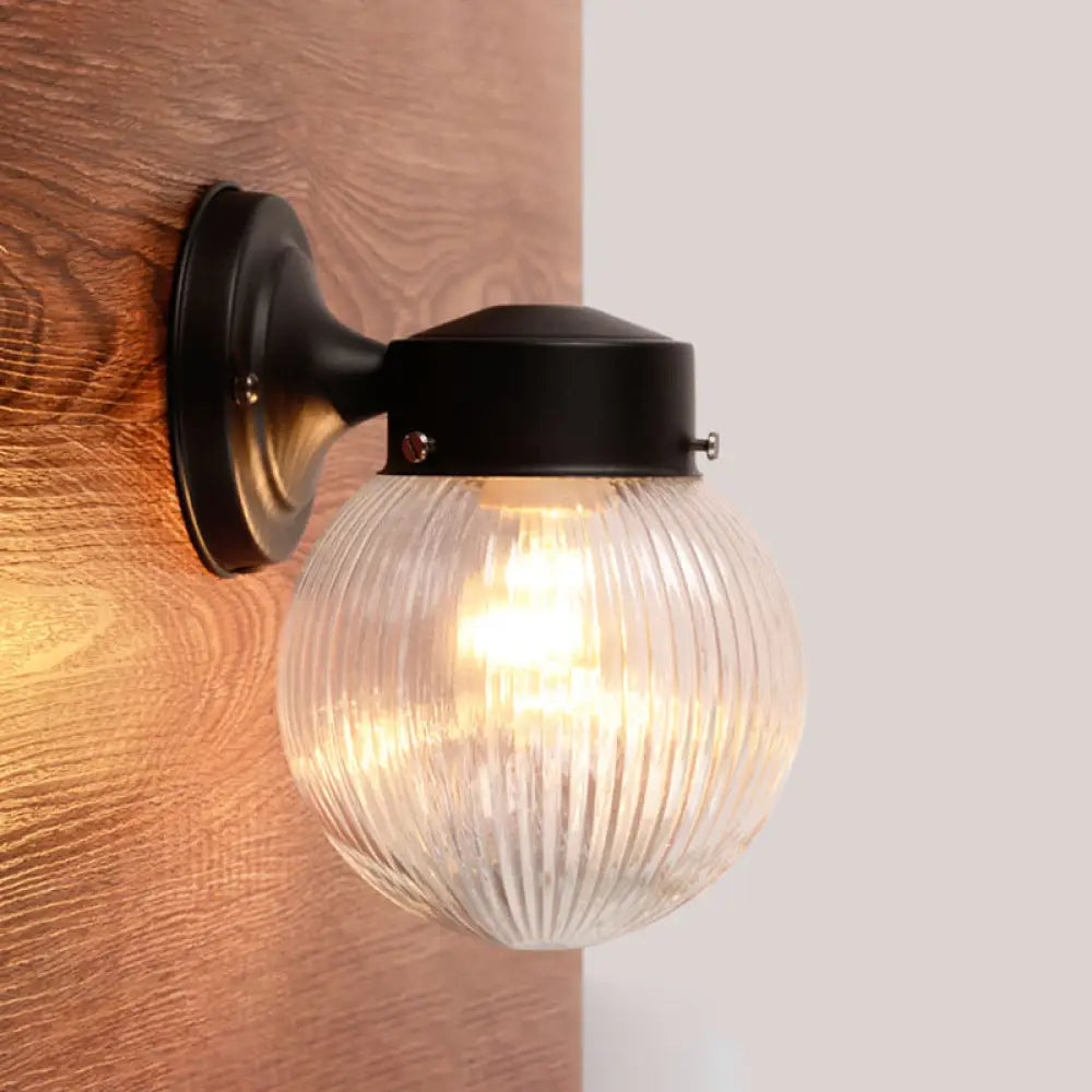 Vintage Globe Wall Sconce With White/Clear Glass Shade - Ideal For Bathrooms Clear