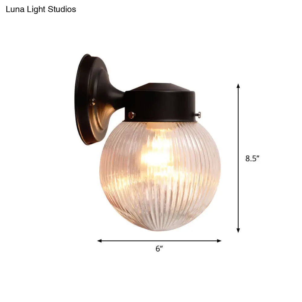 Vintage Globe Wall Sconce With White/Clear Glass Shade - Ideal For Bathrooms