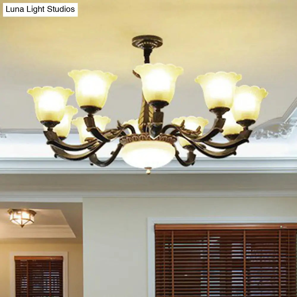 Vintage Gold-Black Chandelier Pendant Light For Dining Room Decor