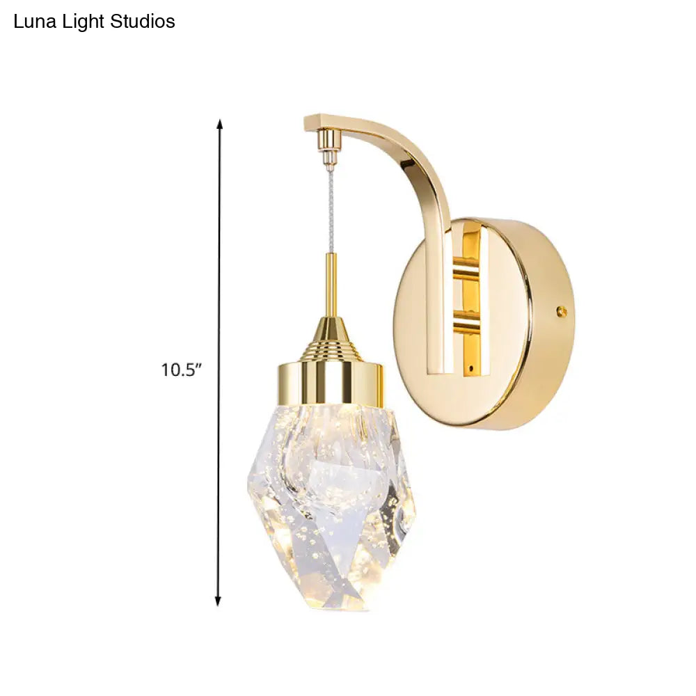Vintage Gold Bubble Crystal Led Wall Sconce For Living Room Or Bedroom