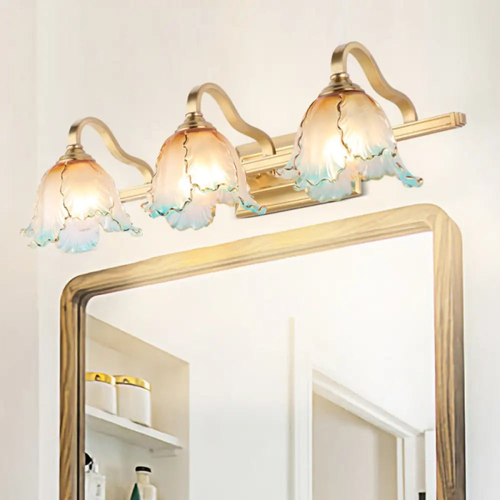 Vintage Gold Wall Light Fixture With Scalloped Textured Glass - Perfect For Bedroom Make-Up Lighting