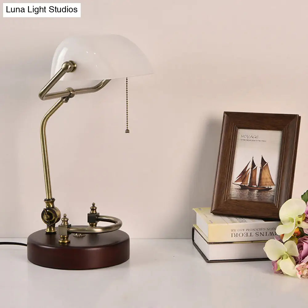 Vintage Green/White Glass Table Lamp With Pull Chain Night Light And Swivel Shade For Living Room