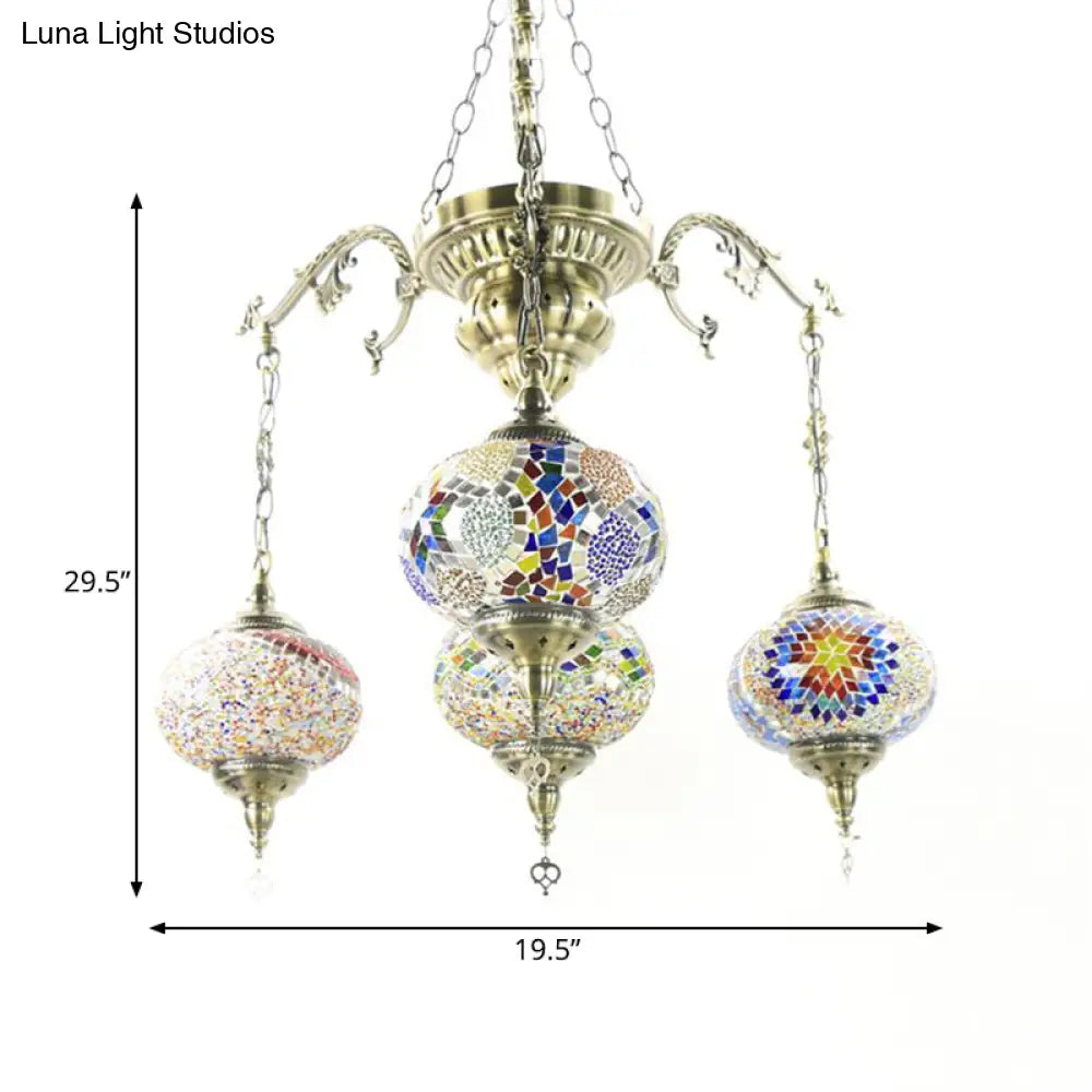 Vintage Hand Cut Glass Pendant Chandelier - Bronze Finish 4/6 Heads Oval Ceiling Light