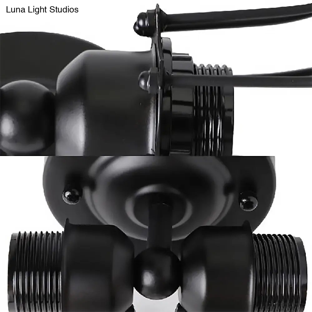 Vintage Industrial 1/2-Light Metal Bulb Wall Sconce With Cage Shade For Restaurants - Black/Nickel