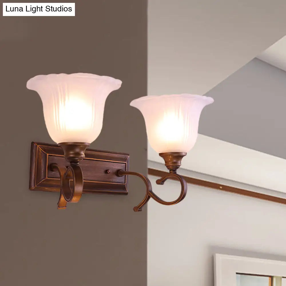 Vintage Ivory Glass Wall Sconce Lamp For Coffee Blossom Living Room Décor