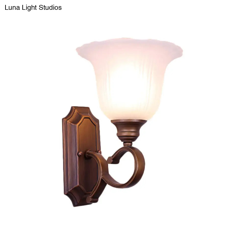Vintage Ivory Glass Wall Sconce Lamp For Coffee Blossom Living Room Décor