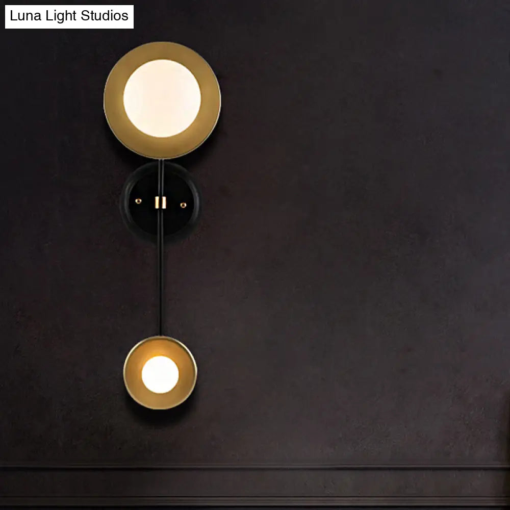 Vintage Metal 2-Light Wall Lamp With Open Bulb For Living Room Décor - Black-Gold Finish