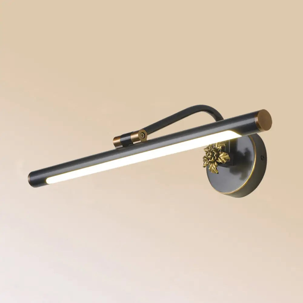Vintage Metal Led Wall Mount Vanity Mirror Light With Adjustable Tube Black / 29.5 Natural