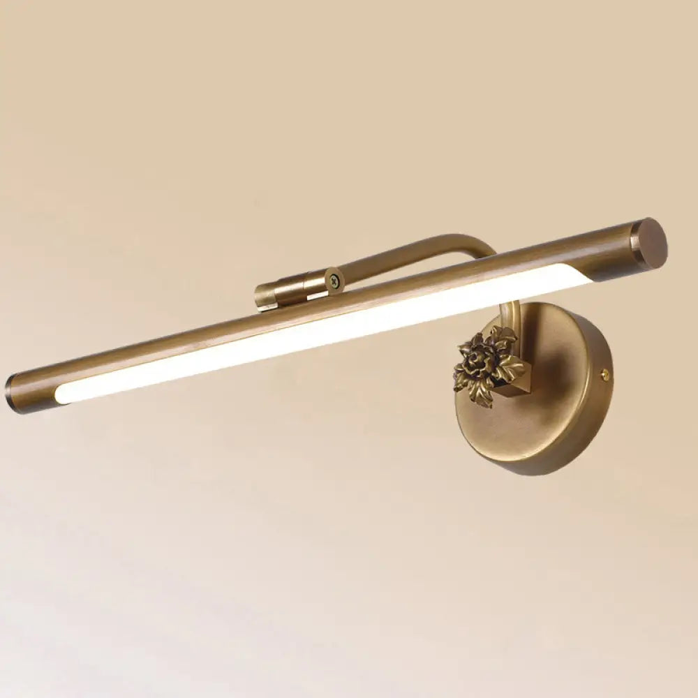 Vintage Metal Led Wall Mount Vanity Mirror Light With Adjustable Tube Brass / 39.5 Natural