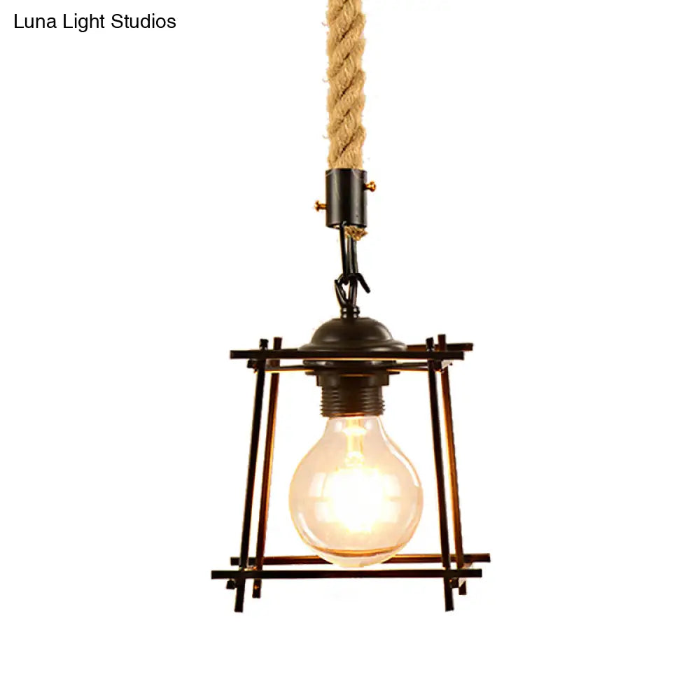 Vintage Metal Pendant Light With Square/Bottle Shade - 1-Light Hanging Ceiling Fixture For Dining