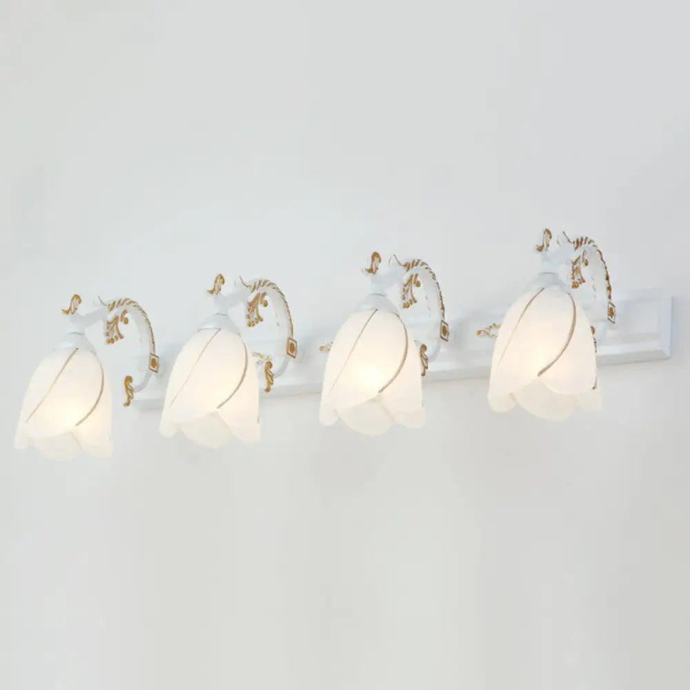 Vintage Opal Glass Floral Wall Sconce For Bathroom Vanity Lighting 4 / White Flower