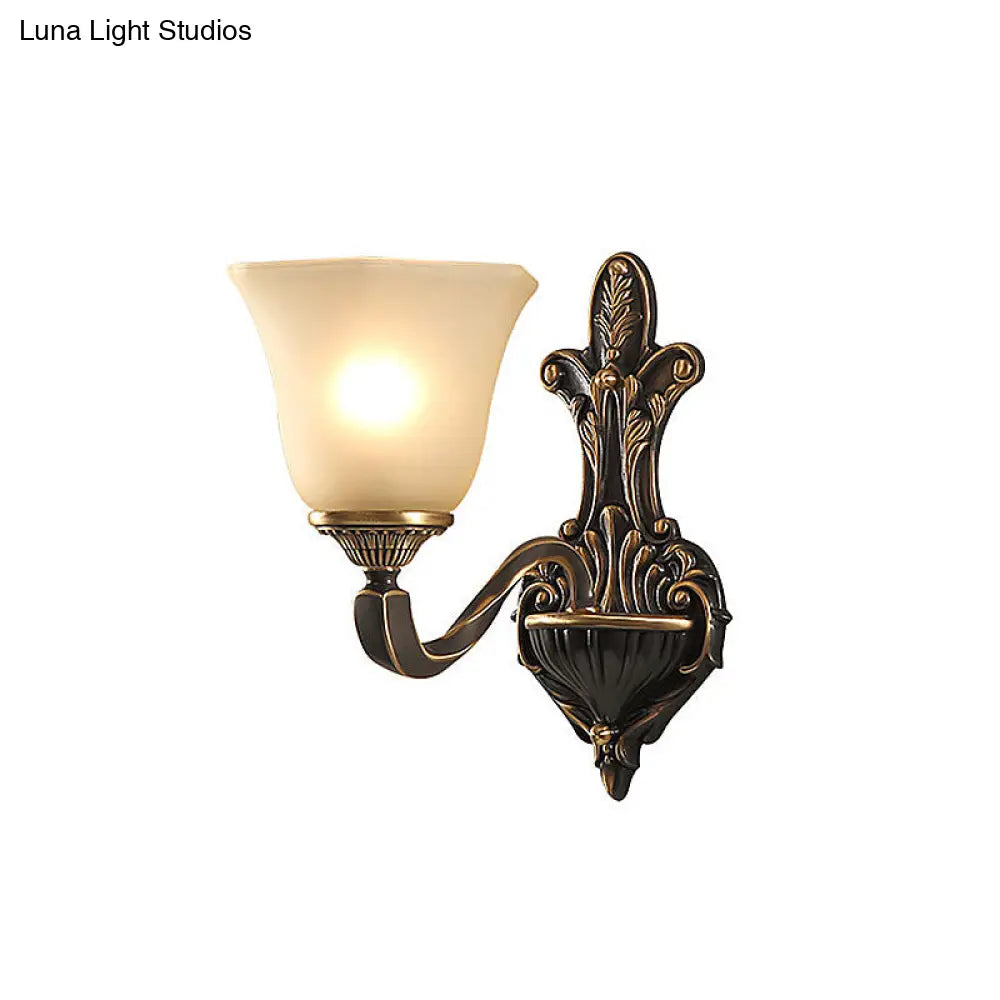 Vintage Porch Wall Sconce With Frosted Glass In Bronze - 1/2-Light Light Fixture
