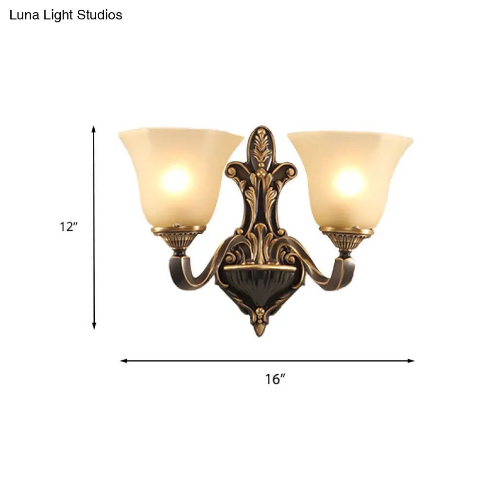 Vintage Porch Wall Sconce With Frosted Glass In Bronze - 1/2-Light Light Fixture