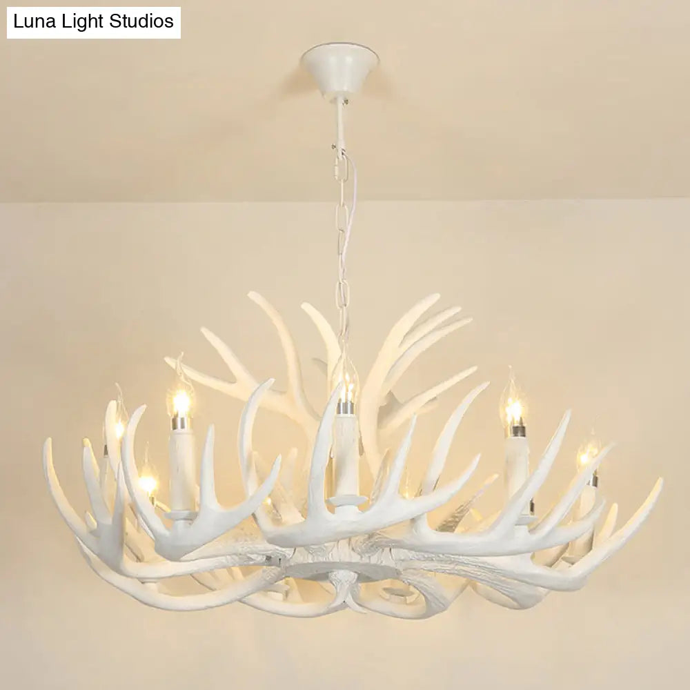 Vintage Resin Chandelier - Retro Dining Pendant Light Fixture In Deer Horn Shape