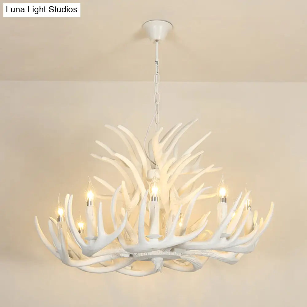 Vintage Resin Chandelier - Retro Dining Pendant Light Fixture In Deer Horn Shape