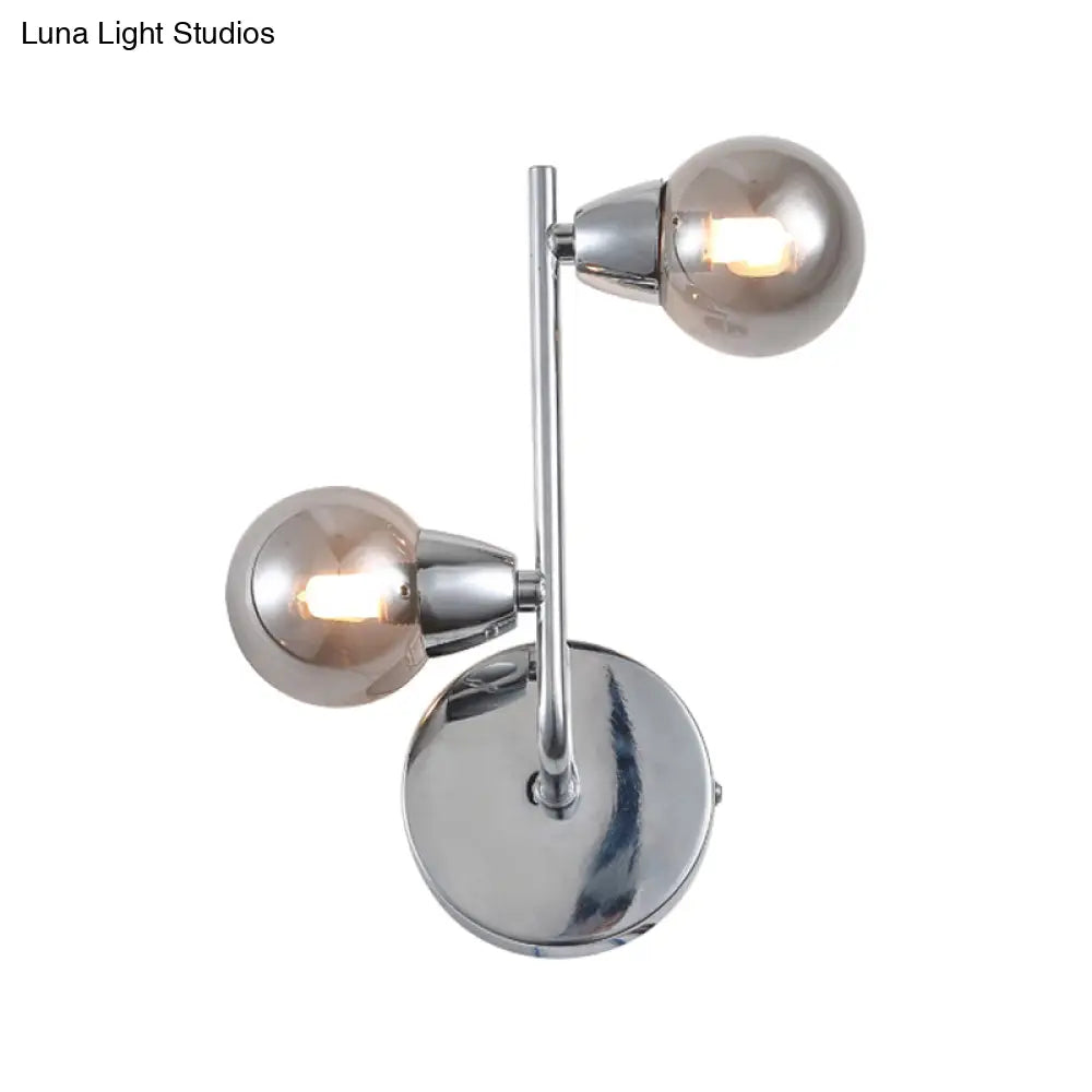 Vintage Style Ball Shaped Glass Wall Sconce Light With Chrome Finish - 2/4 Lights Ideal For Living
