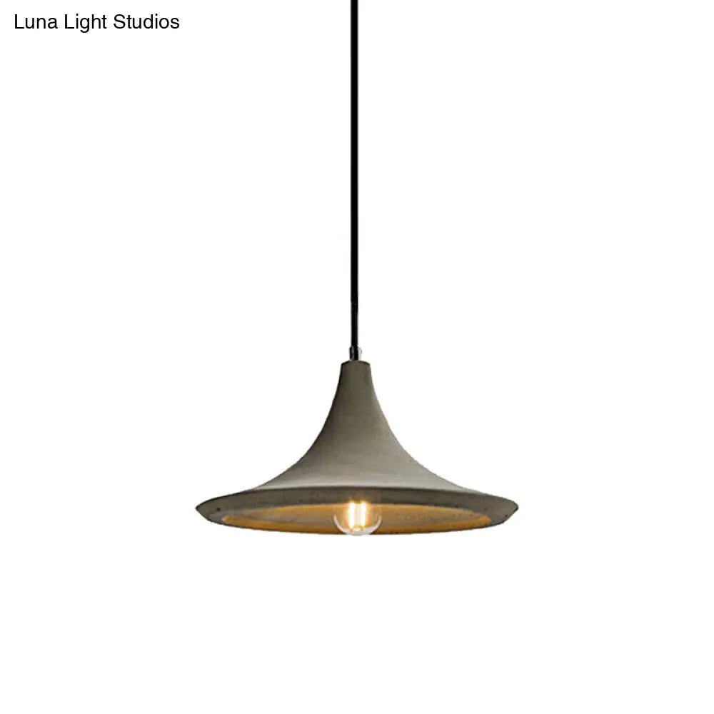 Vintage Style Grey Cement Pendant Lamp With Flared Shade For Restaurant Ceilings