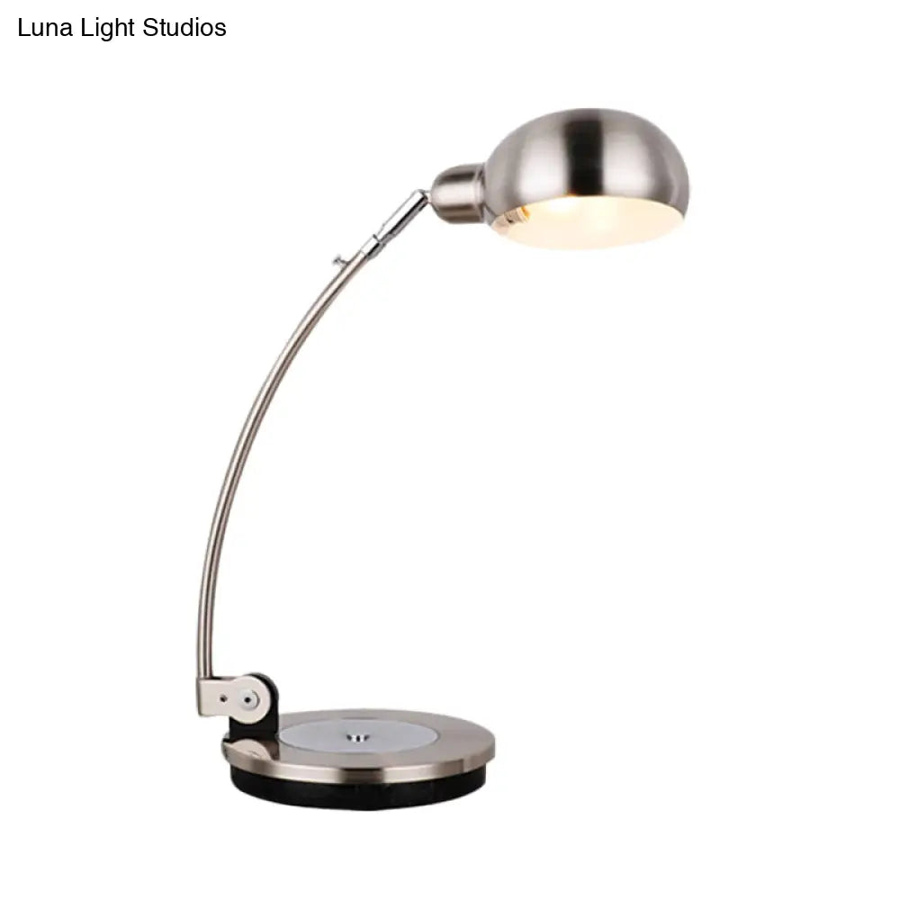 Vintage Style Led Reading Lamp: Domed Shade Black/Silver/Bronze Metal Task Lighting For Office