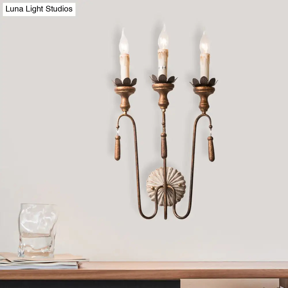 Vintage Style Metal Wall Lamp With Rustic Exposed Bulbs - Indoor Sconce Light Fixture 2/3 Lights