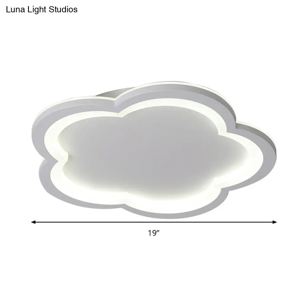 White Acrylic Flower Led Flush Mount Ceiling Lamp - Perfect For Kid’s Bedroom
