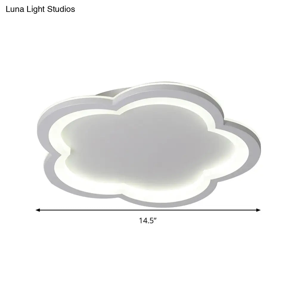White Acrylic Flower Led Flush Mount Ceiling Lamp - Perfect For Kid’s Bedroom