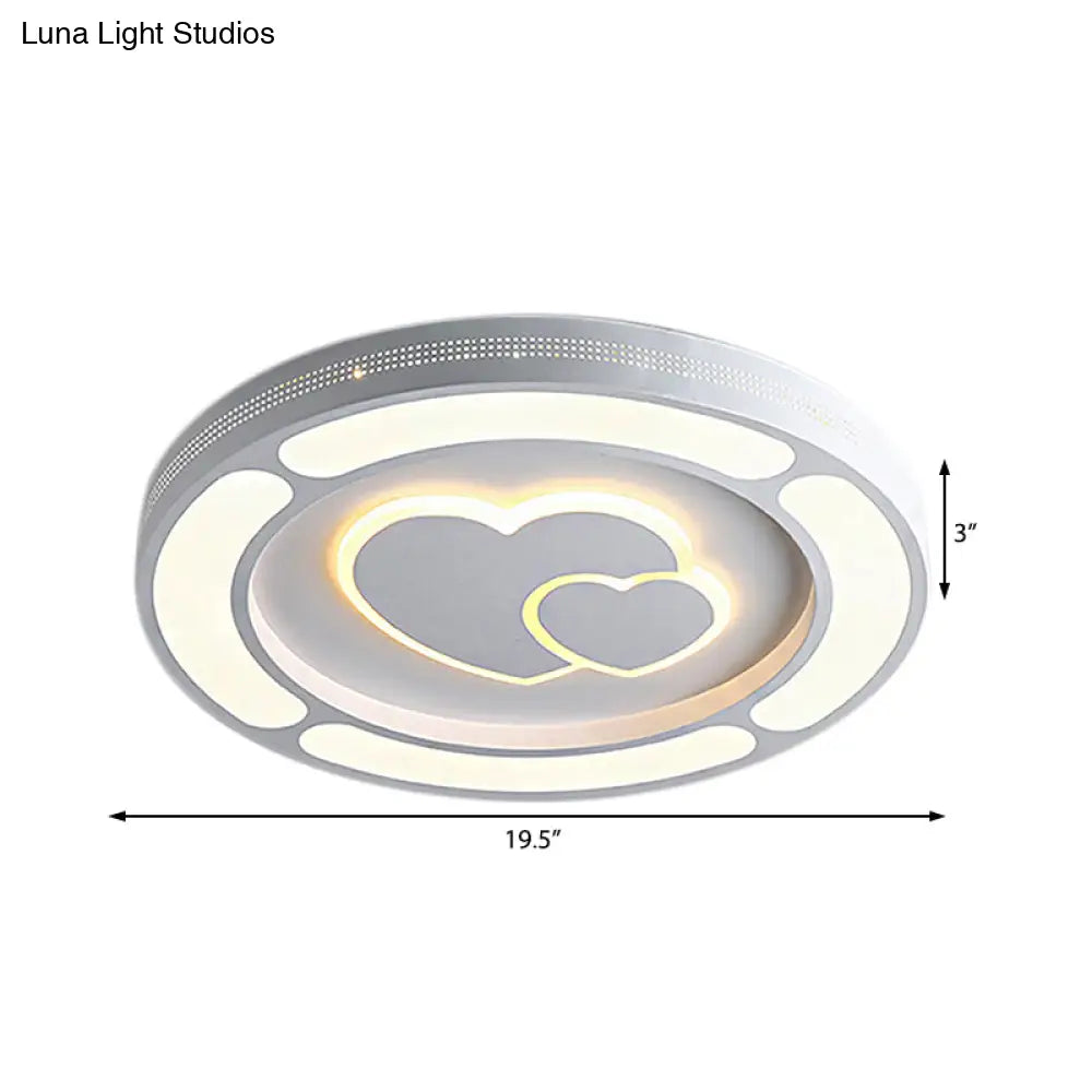 White Acrylic Led Circle Ceiling Mount Light - Modern Bedroom Lamp For Adults And Kids
