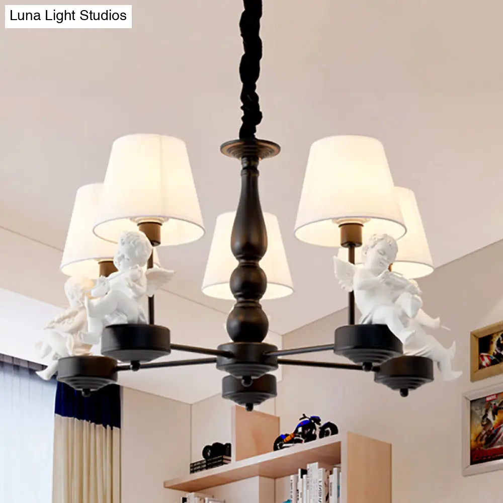 White Angel Ceiling Lamp: Simple Fabric Pendant Light For Living Room