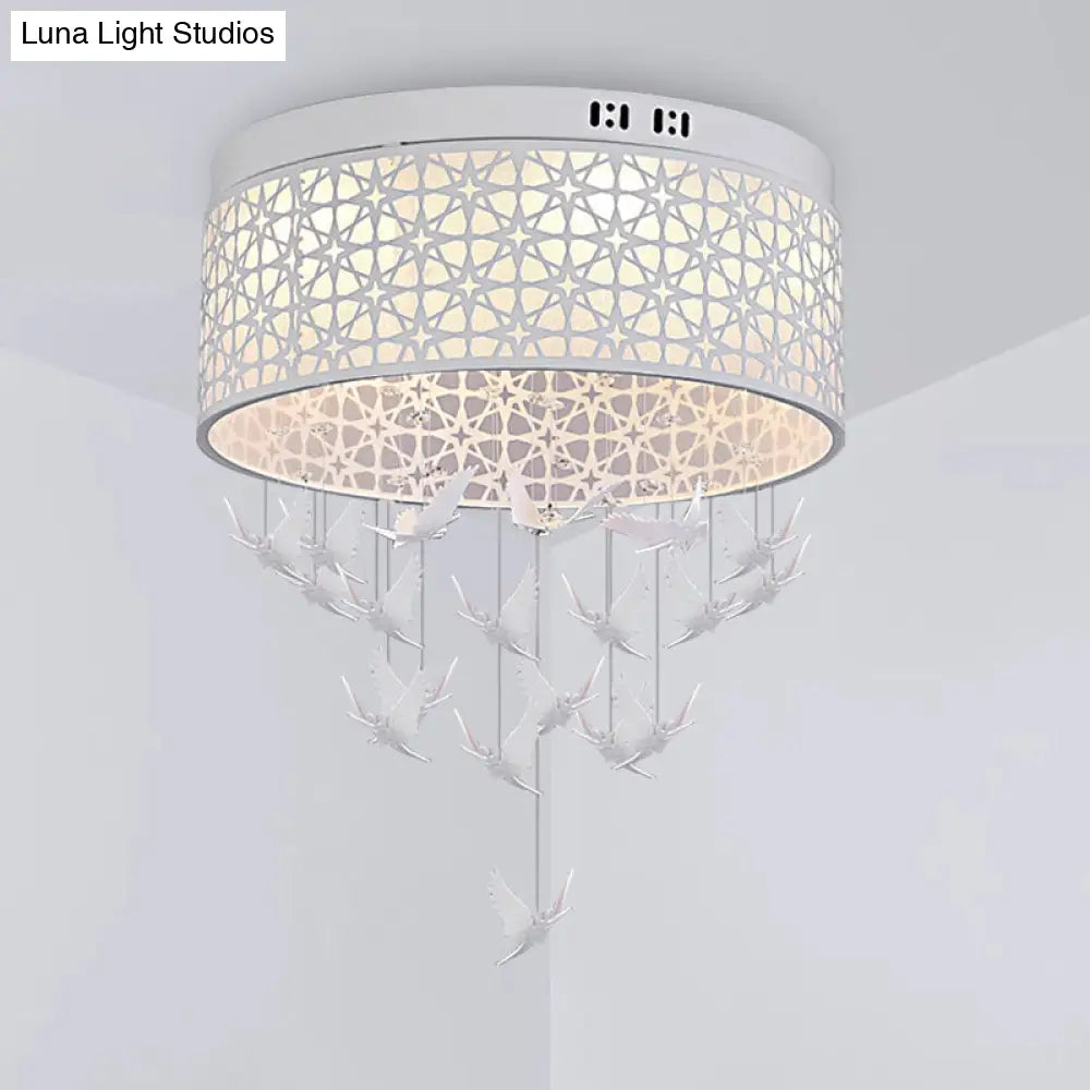 White Angel/Crystal Bead Flush Mount Led Bedroom Light - Simple Metal Design Multiple Sizes