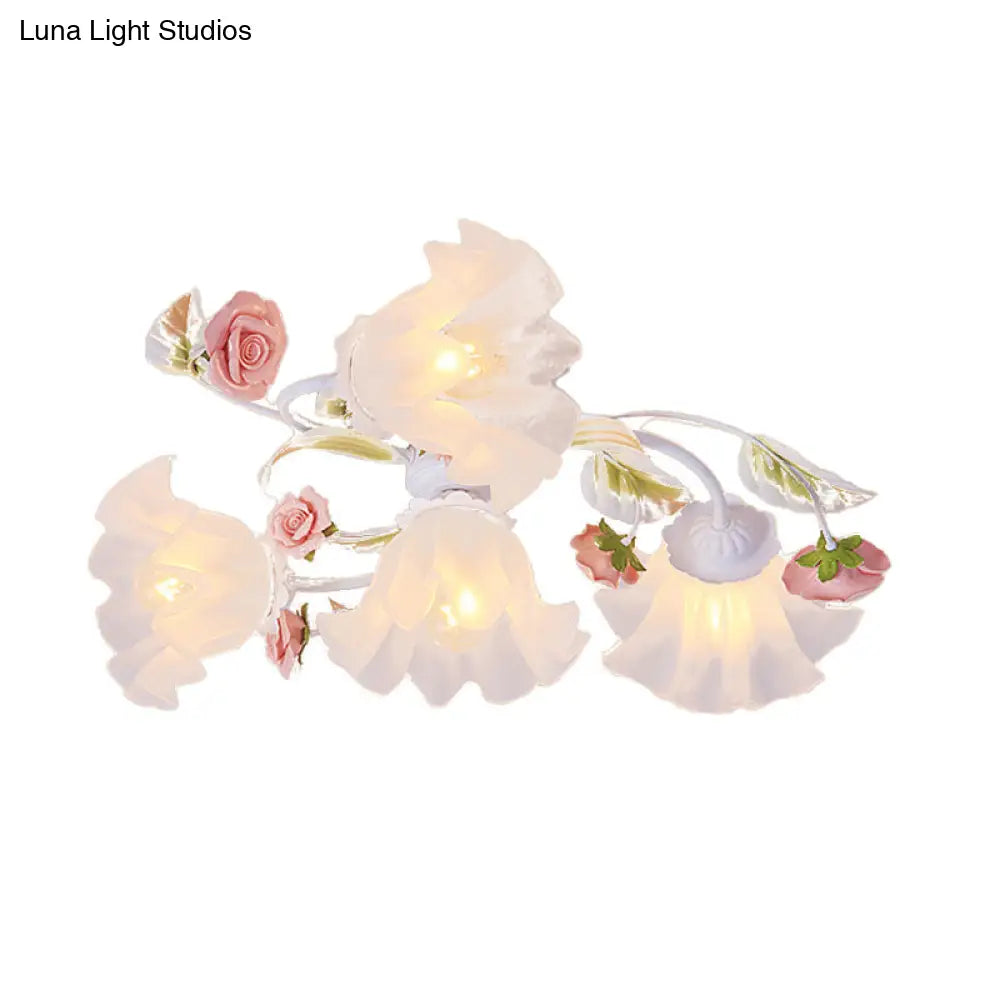 White Ceiling Mount Light Fixture With 4/6/7 Metal Lights - Perfect For Living Room