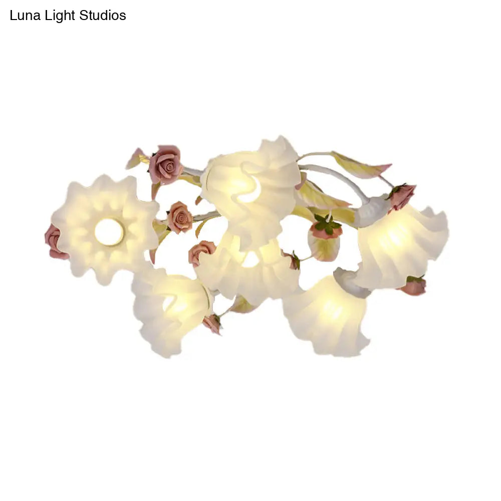 White Ceiling Mount Light Fixture With 4/6/7 Metal Lights - Perfect For Living Room
