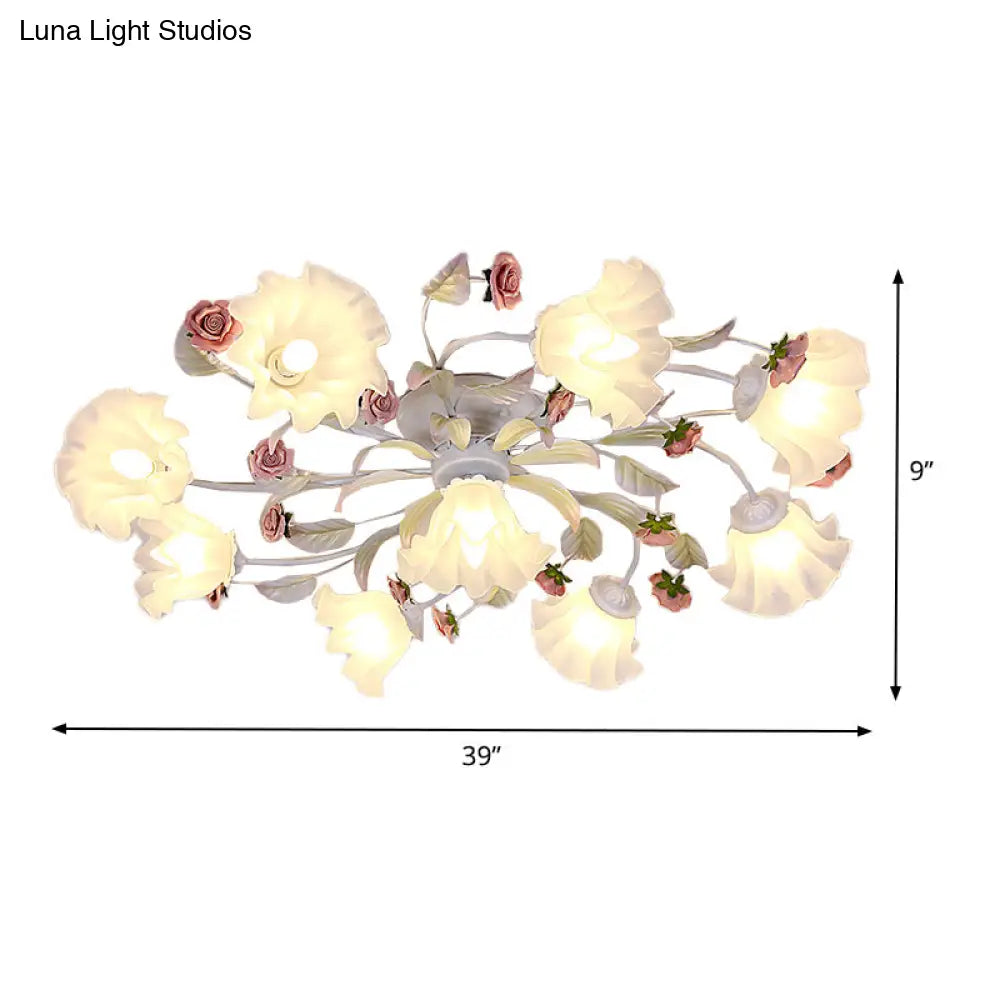 White Ceiling Mount Light Fixture With 4/6/7 Metal Lights - Perfect For Living Room