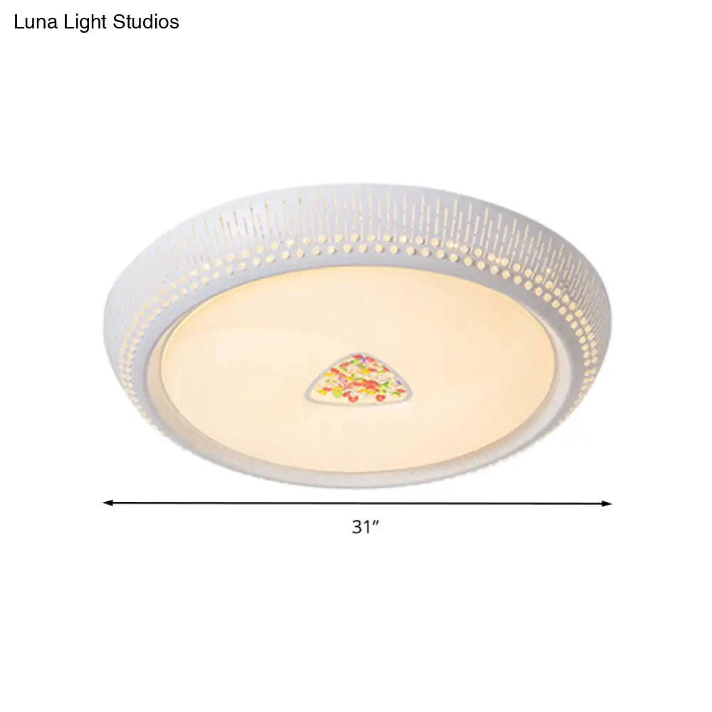 White Crystal Led Flush Mount Lamp - 23/31/36’ Round Bedroom Lighting Fixture 3 Color Light Options