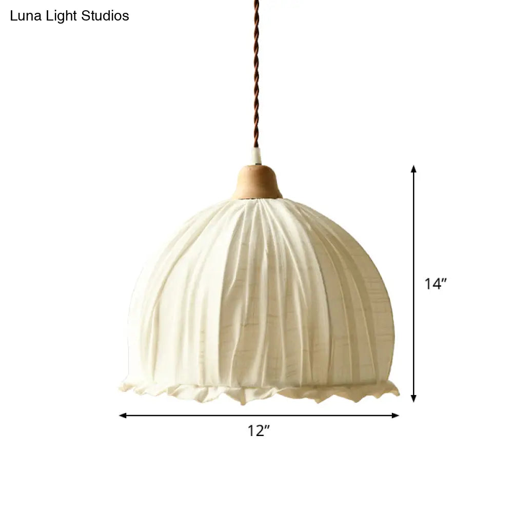 White Dome Fabric Suspension Light - Modernist 1-Light Pendant Lamp For Restaurants