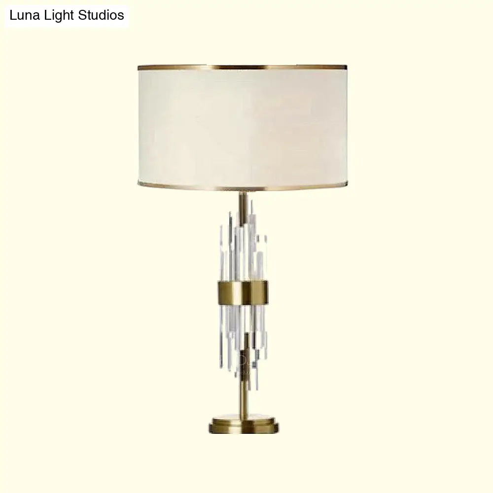 White Fabric Reading Lamp: Modernist Straight Sided Shade Task Lighting 1 Head