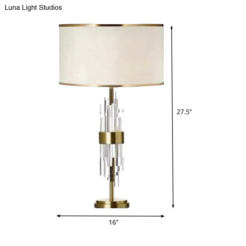 White Fabric Reading Lamp: Modernist Straight Sided Shade Task Lighting 1 Head