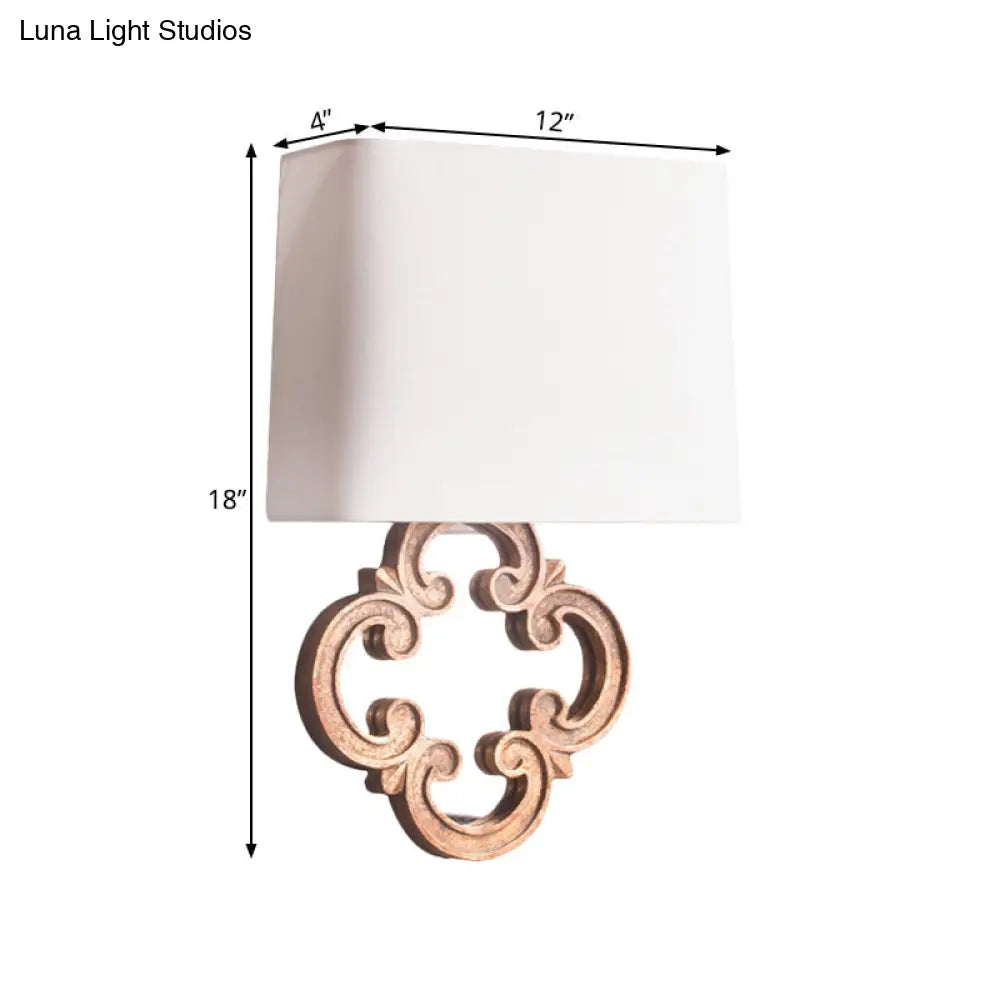 White Fabric Wall Sconce With Countryside Design And Tapered Mount - Perfect For Living Room