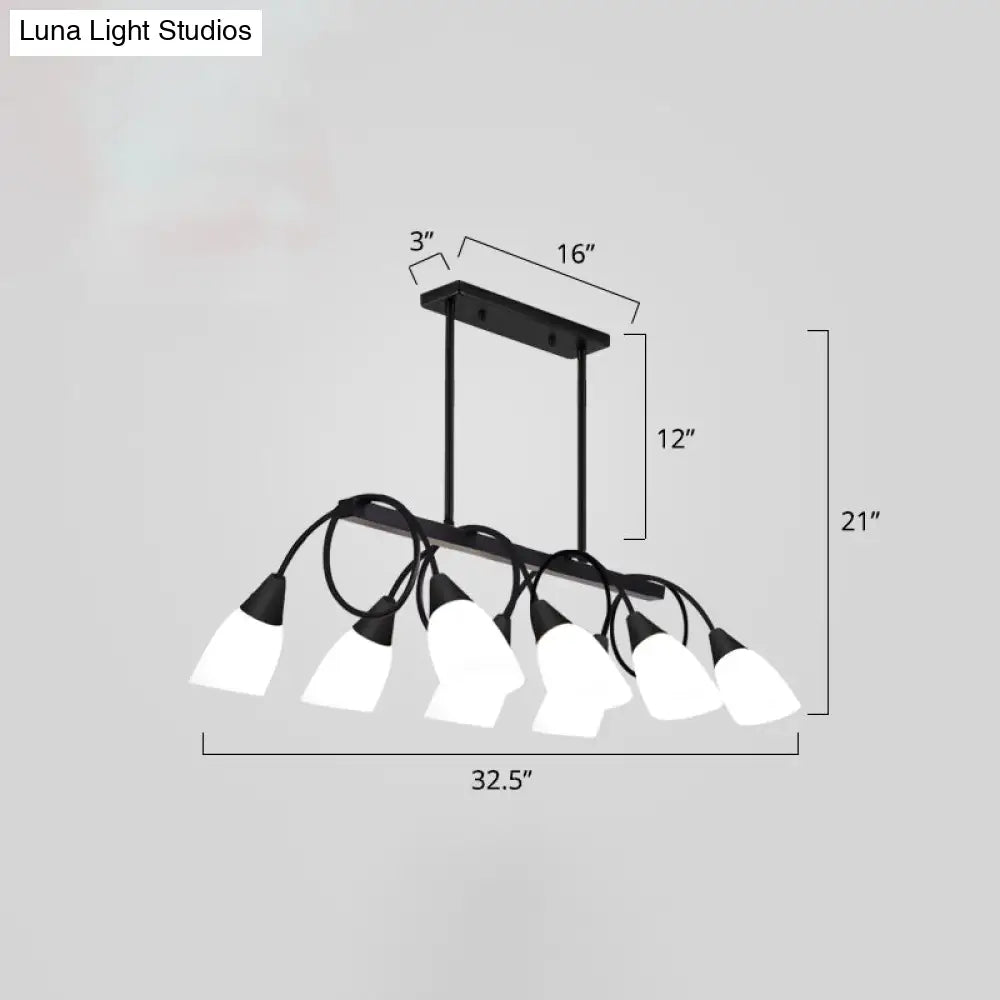 White Glass Tulip Suspension Light Modern Island Ceiling Fixture For Dining Room