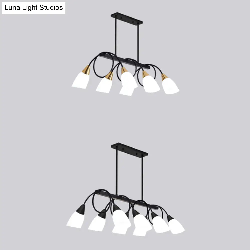 White Glass Tulip Suspension Light Modern Island Ceiling Fixture For Dining Room