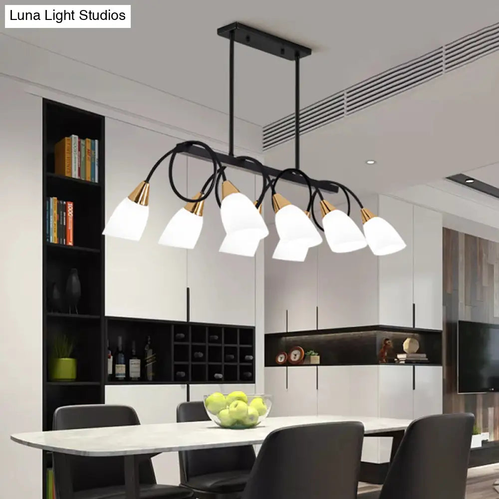 White Glass Tulip Suspension Light Modern Island Ceiling Fixture For Dining Room