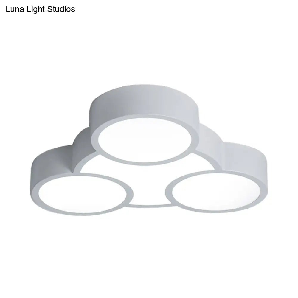 White Led Flush Mount Ceiling Lamp For Kindergarten With Simple Acrylic Design