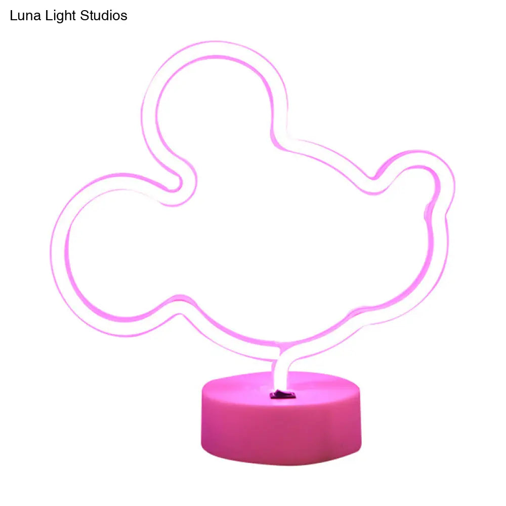 White Plastic Animal Night Light For Kids Bedroom - Battery Led Nightstand Lighting Solution
