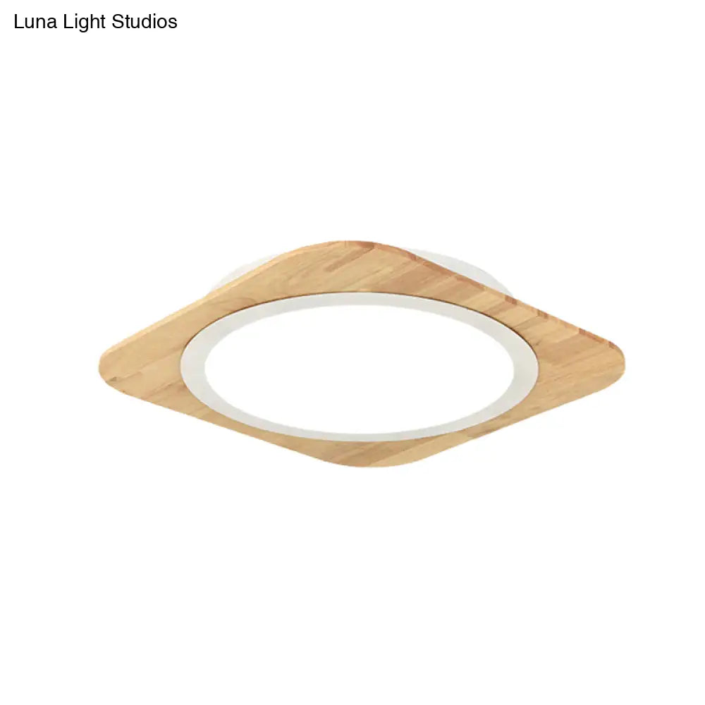 Wooden Nordic Style Child Bedroom Ceiling Lamp In Beige