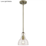 1-Bulb Industrial Gourd Shaped Light Fixture - Seeded Glass Pendant For Diner Bar